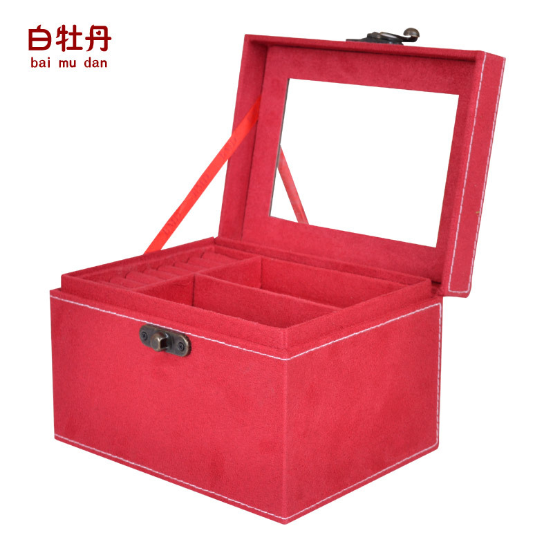 工厂白牡丹批发首饰盒绒布收纳盒手饰品礼品盒皮革耳饰珠宝盒