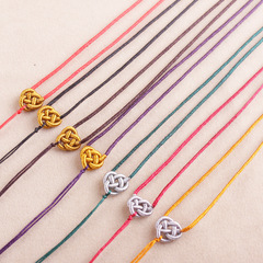 Chain necklace with gold and silver color, simple adjustable money knot, jade pendant string factory wholesale