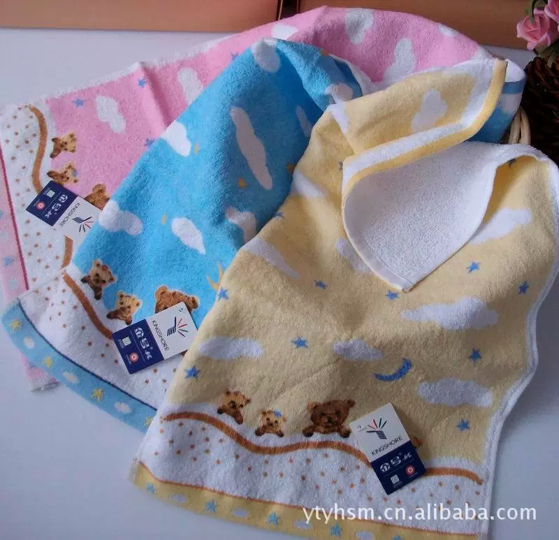 Cute cotton multicoloured children's soft towel, with little bears, wholesale
