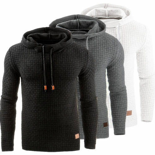 New autumn and winter European and American men's jacquard sweatshirt long-sleeved hooded sweater warm color hooded sports jacket 