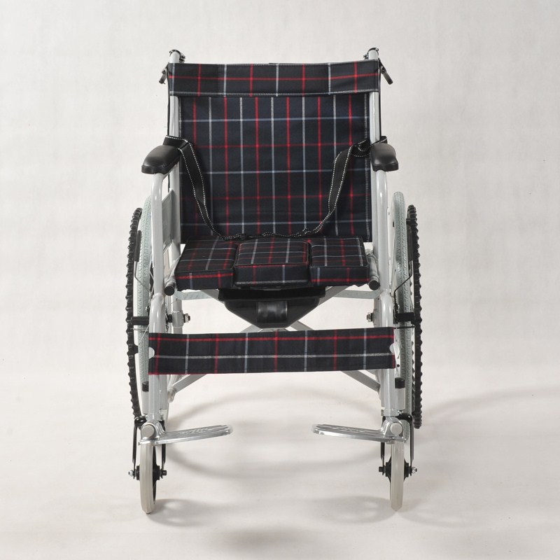 Silla de Ruedas Plegable con Inodoro de Acero de Alto Carbono