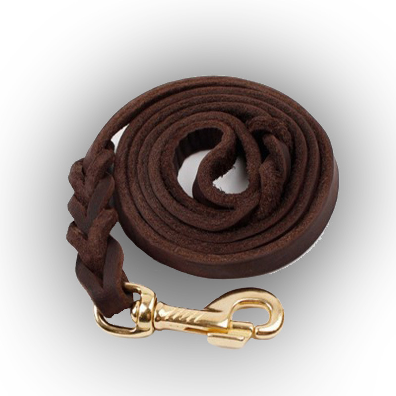 DEMU tracción de cuero mascota primera capa de vaca cuerda de tracción correa de perro suave Cadena de perro de cuero puro primera capa cuerda de perro de cuero en stock