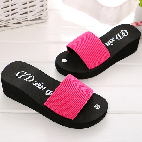One-strap slippers fashion solid color platform sandals beach shoes home thick-soled slippers 