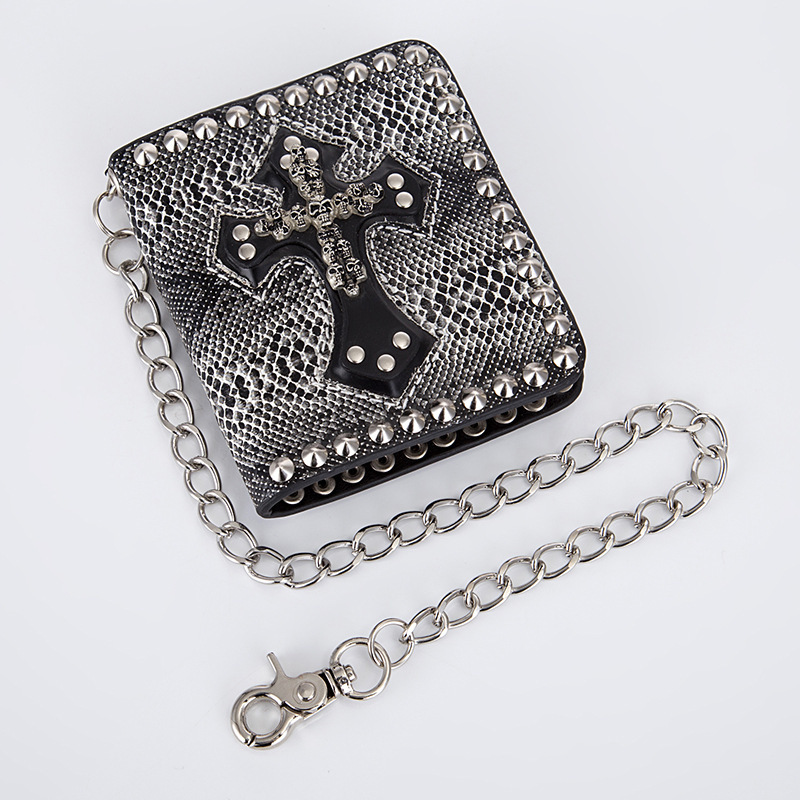 Amazon Cross-border Spot Wallet Skull Snake Man Bag Cross Rivet Punk Wallet