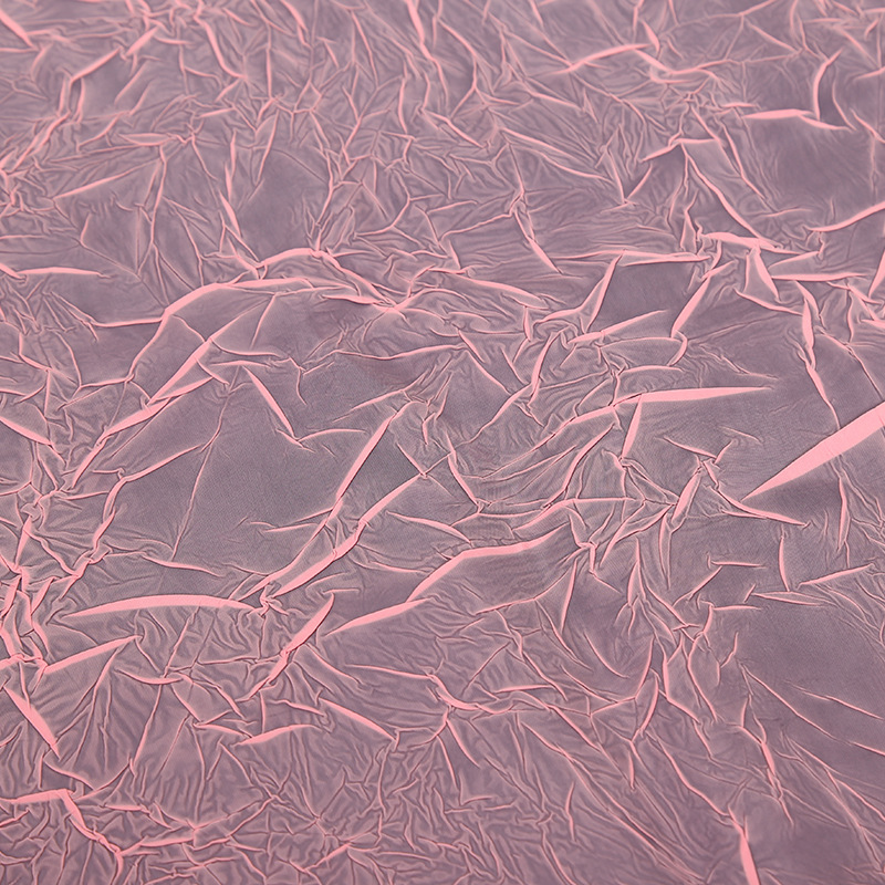 平纹染色褶皱印花仿记忆面料 棉衣羽绒服面料褶皱印花仿记忆布料