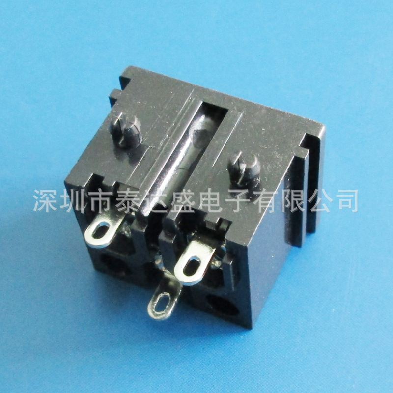 带定位柱三脚180度可焊线梅花插座23*18卡槽式适配器电源插座DB-6