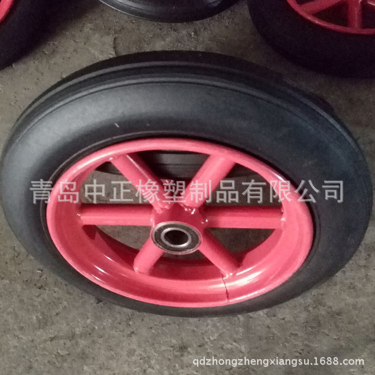 厂家供应12寸胶粉实心轮 制作小推车平板车耐磨橡胶轮 发泡轮