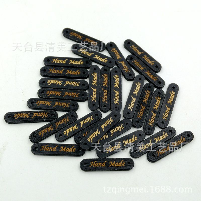 Negro larga forma ovalada handmade láser grabado señalización artesanía de madera 50 piezas en un paquete