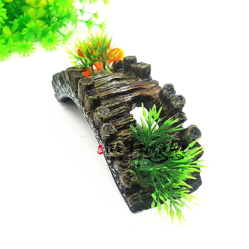 Acuario pecera paisaje decoración puente rocalla bonsai decoración resina puente tortuga plataforma de escalada psicológica bandeja de arena puente