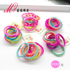 韓版兒童發圈 100根裝兒童皮筋 糖果色寶寶扎頭髮頭繩髮飾品批發