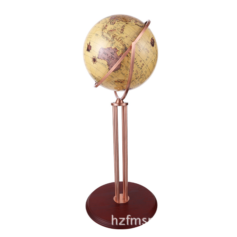 金球 42cm大号高清万向复古地球仪书房客厅落地摆件装饰工艺礼品