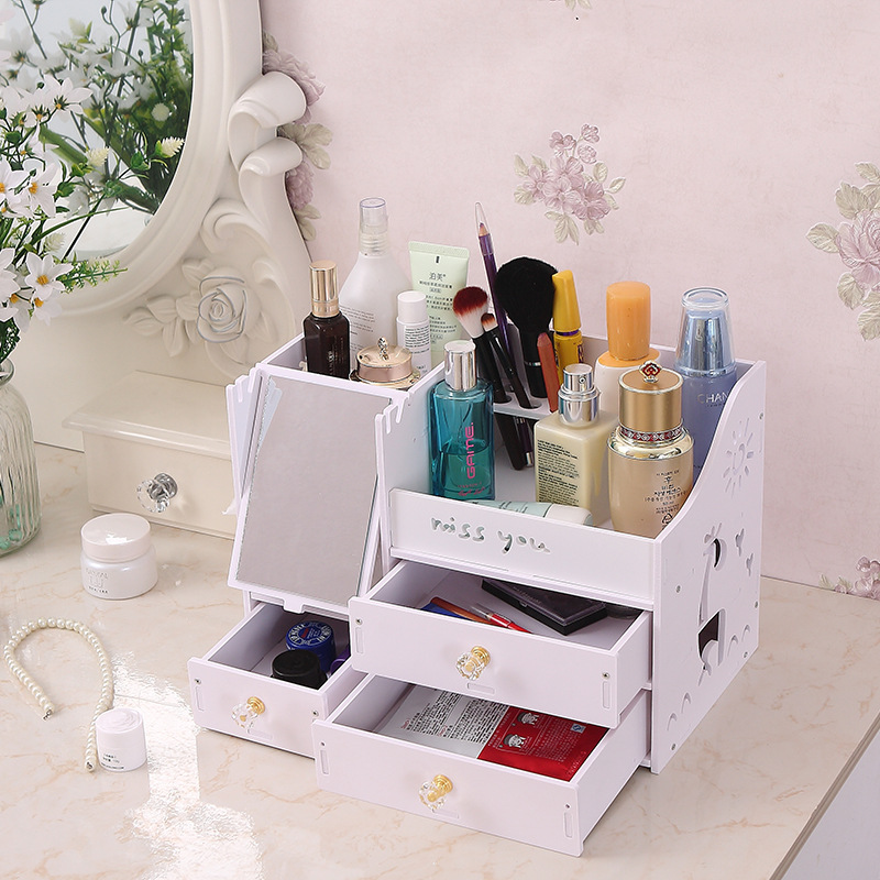 Cajón caja de almacenamiento de cosméticos dormitorio acabado cuidado de la piel escritorio tocador máscara facial lápiz labial almacenamiento rack caja de plástico