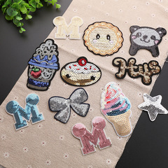 Epoxy Sparkle Computer Embroidered Bead Embroidery Fabric Patch Ice Cream Letter Bow Tie Clothes Embroidered Patch