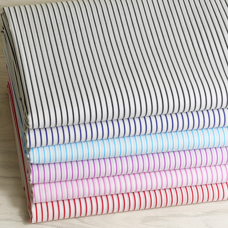 厂家直供条子布色织弹力条纹衬衫面料春夏时尚现货批发618系列