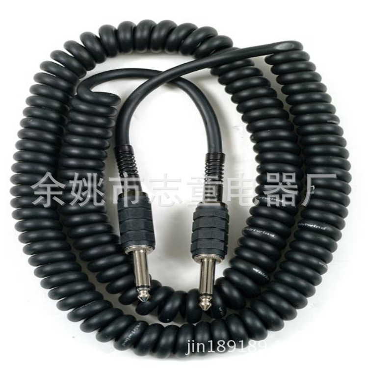 供应音箱双声道有线功放话筒弹簧线1.35弯直插头3.5音响电线