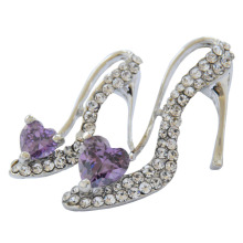 跨境货源合金韩版衣饰高档个性镶水钻高跟鞋胸针 别针女批发定制