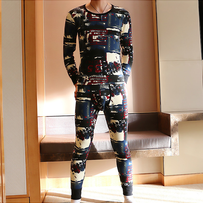 Special Offer: New Men's Warm National Trend Youth Thickened Fleece-Lined Thermal Pants Classic Autumn Underwear Set