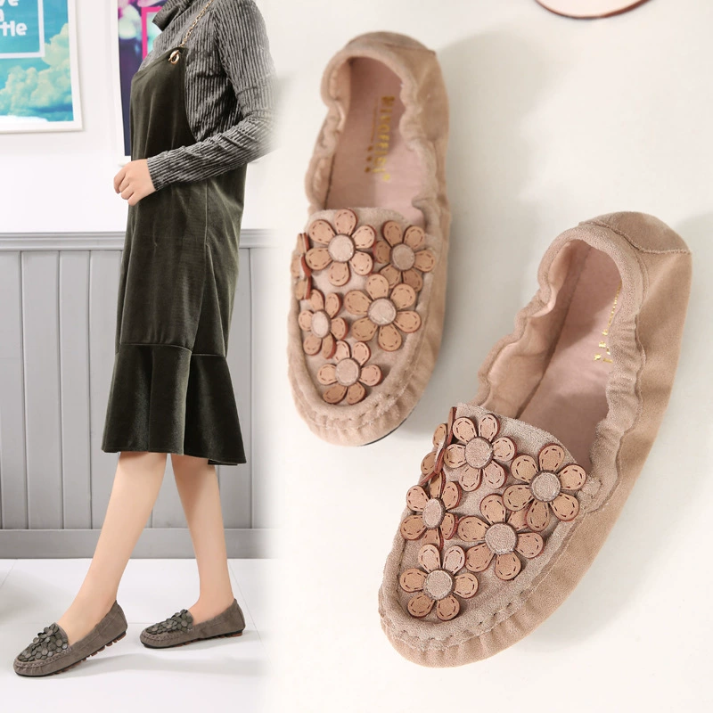 Туфли женские на весну и лето, новый наряд на плоской подошве, ленивые слипоны, яичный рулетик для беременных, универсальные Лоферы больших размеров в Корейском стиле