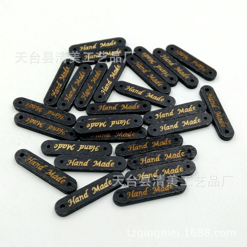 Negro larga forma ovalada handmade láser grabado señalización artesanía de madera 50 piezas en un paquete