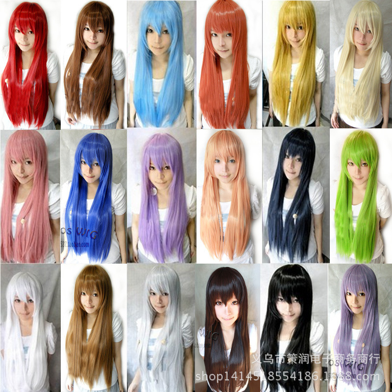 AliExpress Cos anime wig wholesale 80cm color long straight hair cosplay wig cosplay