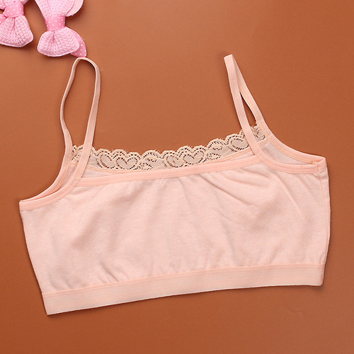 Children's tube top development period lace solid color bra underwear vest breathable half-body wrap chest student pure cotton suspender belt
