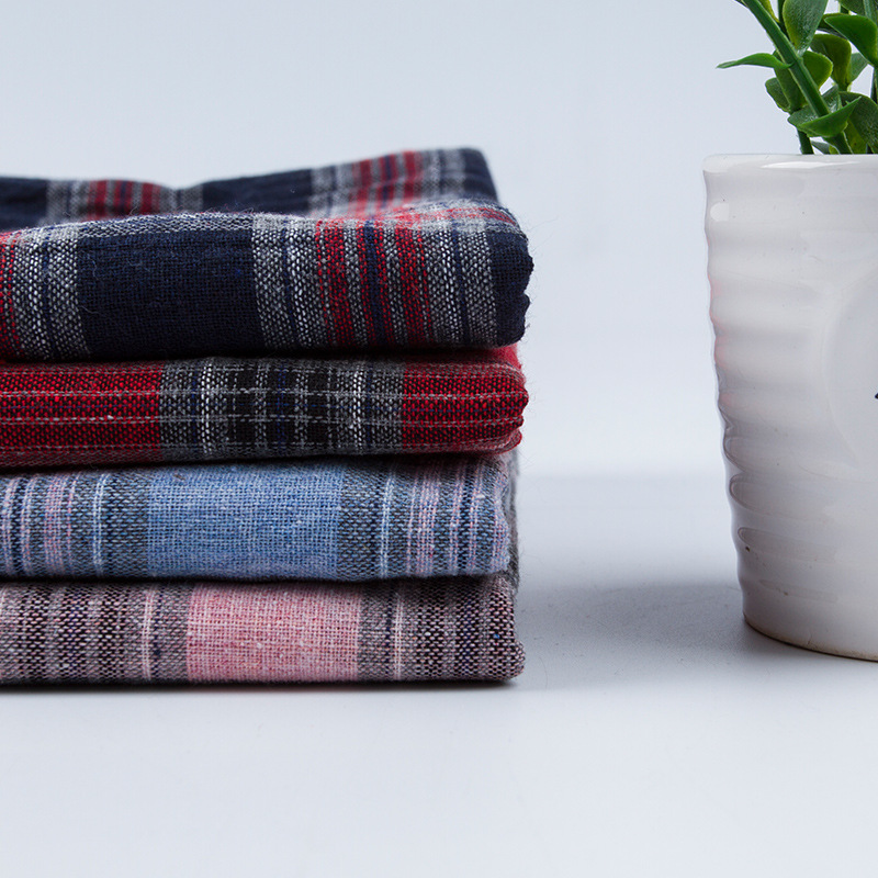 现货批发 21支涤棉平纹格子布料 新款英伦衬衫连衣裙男女装面料