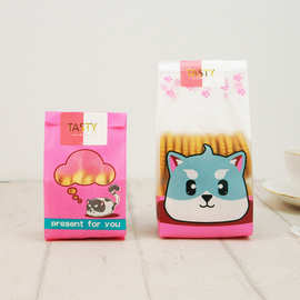 【新款】粉色猫咪饼干袋 曲奇糖果包装袋磨砂自立中封袋子50个/件