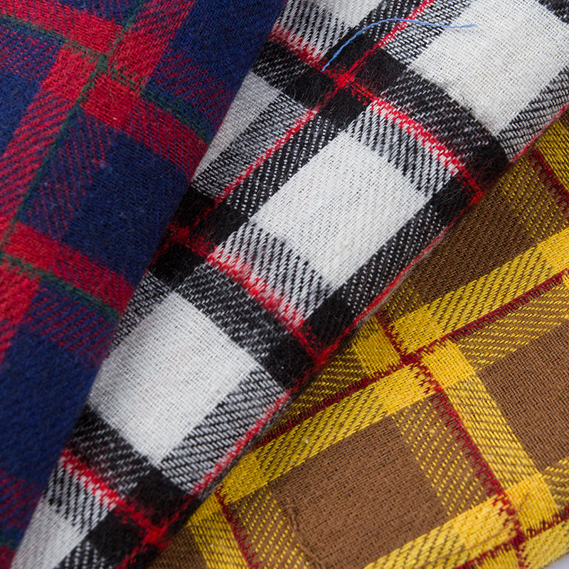 TC涤棉21支磨毛色织格子布 现货 秋冬衬衫外套西裤格子面料