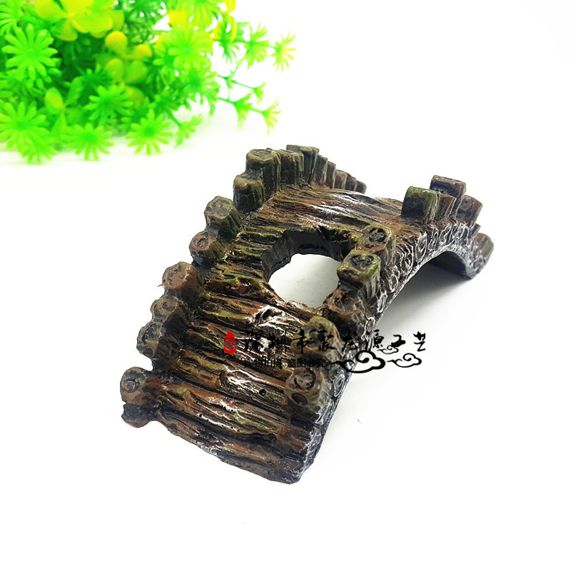 Acuario pecera paisaje decoración puente rocalla bonsai decoración resina puente tortuga plataforma de escalada psicológica bandeja de arena puente