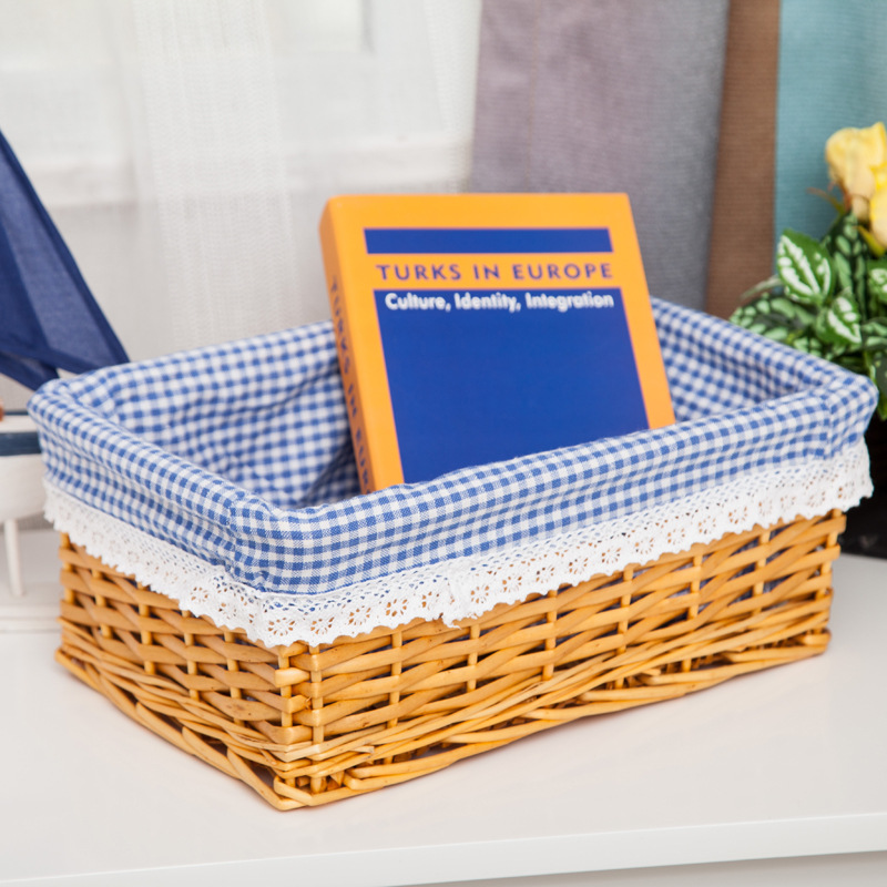Cesta de almacenamiento directo de fábrica cesta de mimbre de escritorio cesta cocina hogar caja de almacenamiento de tela cesta de almacenamiento de ratán al por mayor