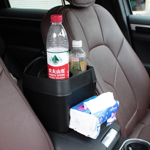 Shunwei car interior trash can box multi-purpose storage box with drink cup holder