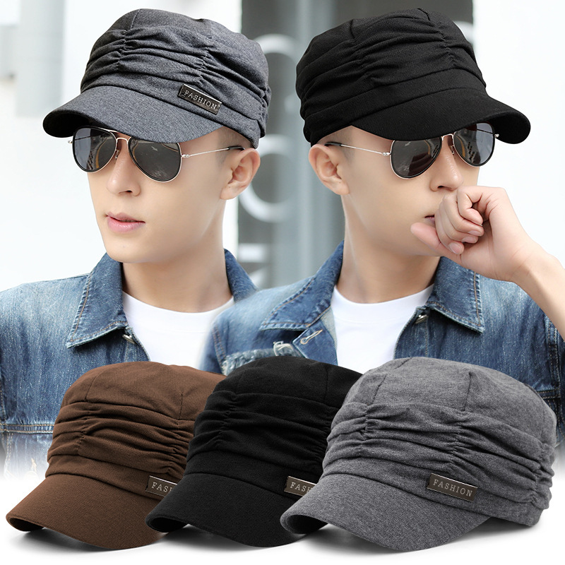 Versatile Korean-Style Pleated Fashion Hat for Women, Slouchy Beanie for Spring, Autumn, and Winter, Thin Flat-Top Hat for Men, Sunshade Baseball Cap Versatile Korean-Style Pleated Fashion Hat for Women, Slouchy Beanie for Spring, Autumn, and Winter, Thin Flat-Top Hat for Men, Sunshade Baseball Cap