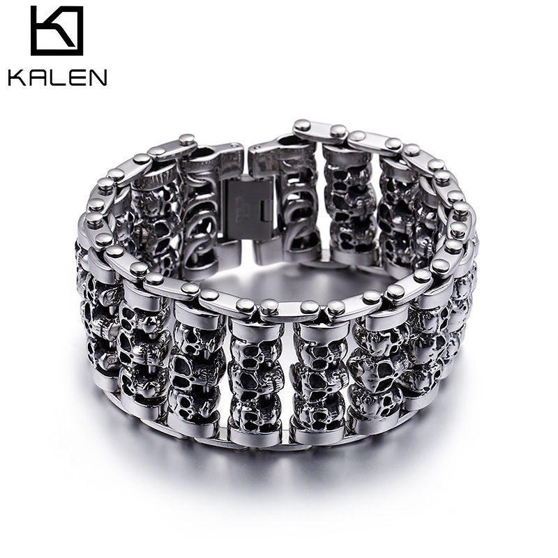 New Men's Bracelet Titanium Steel Skull Punk Personality Jewelry Trendy Men's Fashion Accessories Wholesale New Men's Bracelet Titanium Steel Skull Punk Personality Jewelry Trendy Men's Fashion Accessories Wholesale