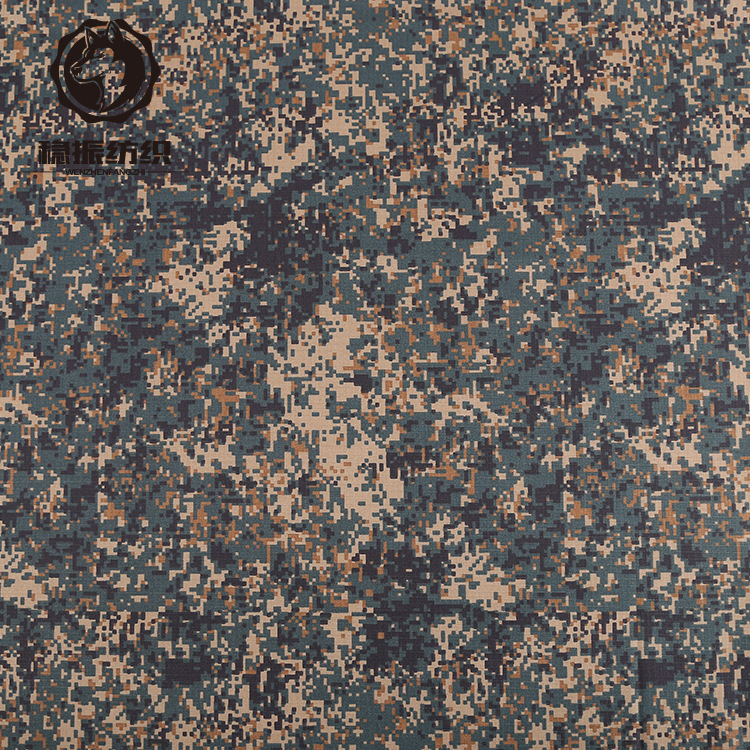 厂家直供 涤棉混纺黄绿数码 防撕裂小方格子迷彩布面料 作训服面