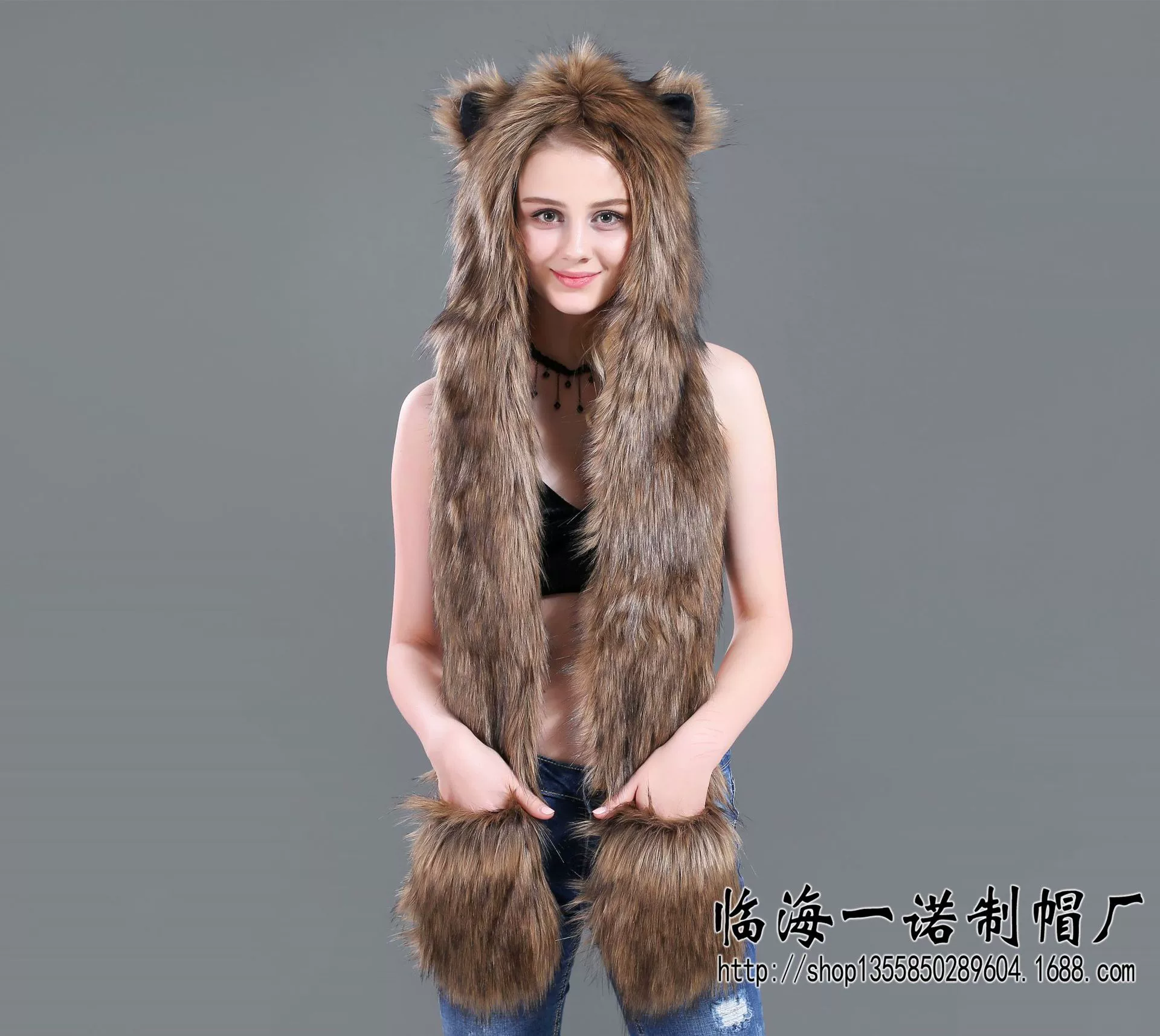 Winter Cartoon Hat, Scarf & Gloves Set (Speed Tong) — One Size, Multiple Animal Styles