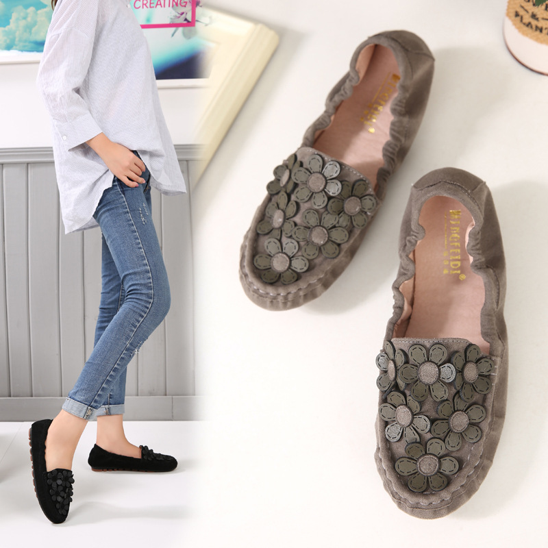 Mocasines para mujer primavera y verano nuevo desgaste exterior plano perezoso deslizamiento-en rollo de huevo mujeres embarazadas más tamaño versátil mocasines Coreanos