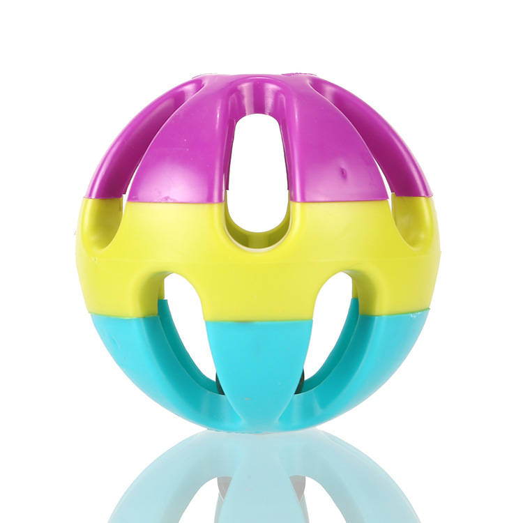 En stock Bola de campana de Mascota de tres colores anti-depresión juguete de sonido campana perro Bola de juguete bola de plástico