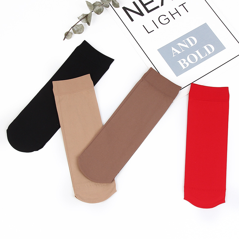 New solid color women's warm mid-calf loose-fitting short stockings, nylon thickened face mask steel stockings, wholesale from manufacturer.
