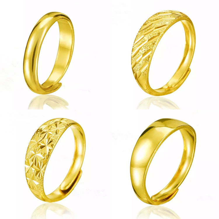 Wholesale Vietnam sand gold brass gold-plated fashion simple opening starry glossing ring men's and women's lovers jewelry