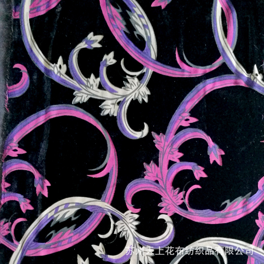 厂家供货连衣裙女装乔绒锦绒反吊烂花面料旗袍头巾丝巾布料