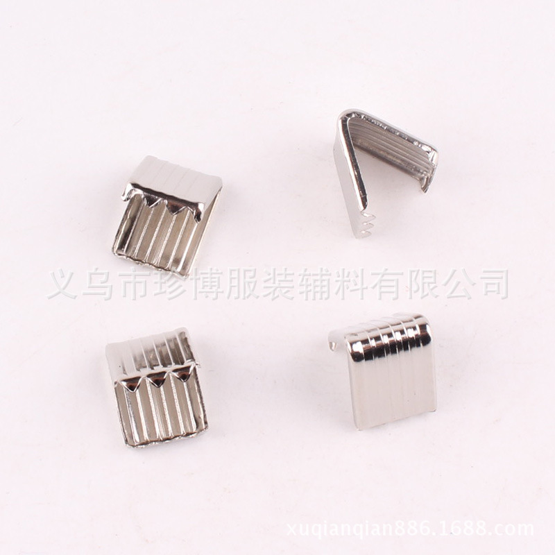 Wholesale 1*1.3cm metal iron rope clip iron tail clip webbing rope tail iron clip luggage accessories