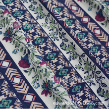 数码印花人棉布3068宽幅人造棉竹纤维天丝莫代尔交织提花缎条子布