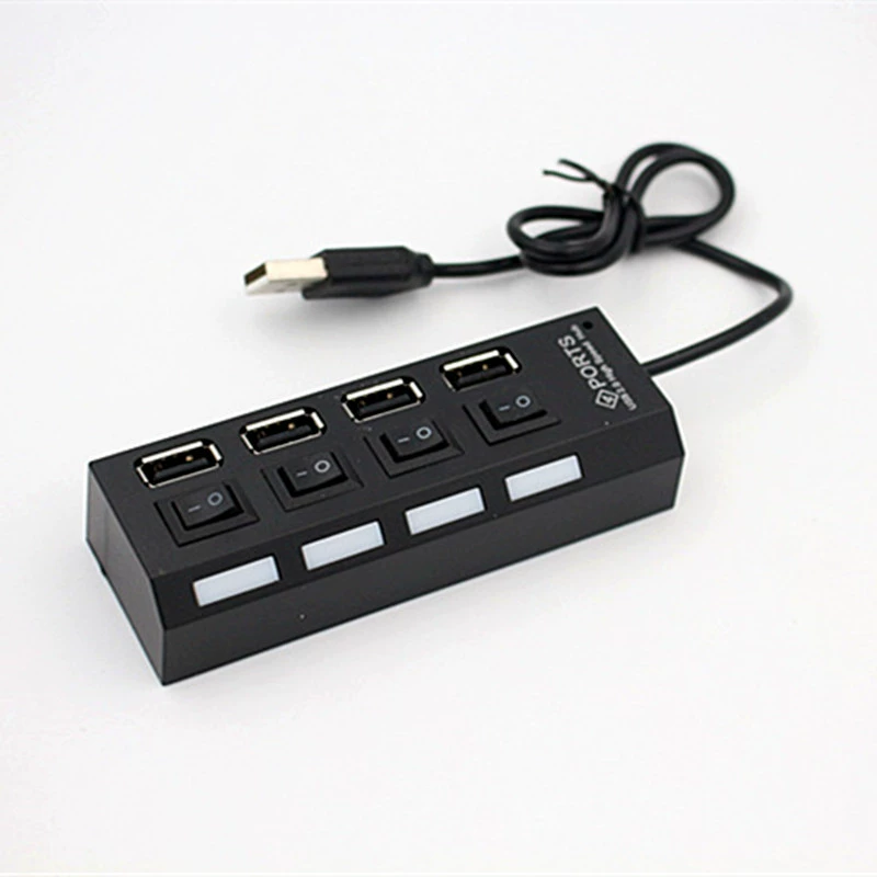 Высокоскоростной USB-сплиттер с независимым выключателем USB2.0, один-в-четыре хаб, расширитель для мобильного компьютера