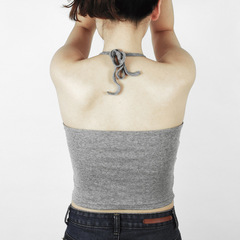 Lace-up suspender vest, short figure-fitting cotton hanging neck, women's large-size off-the-navel back-based shirt, spring manufacturer wholesale