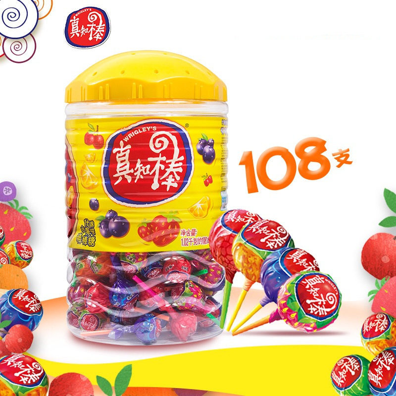 Zhenzhi lollipop 108 PCs fruit candy barrel Christmas children snack candy gift supermarket snack wholesale Zhenzhi lollipop 108 PCs fruit candy barrel Christmas children snack candy gift supermarket snack wholesale