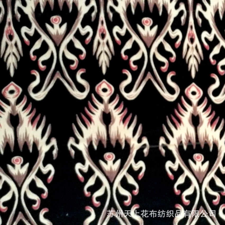 阿里接单丝绸印花乔绒锦绒天鹅绒女装面料流行花型可试单