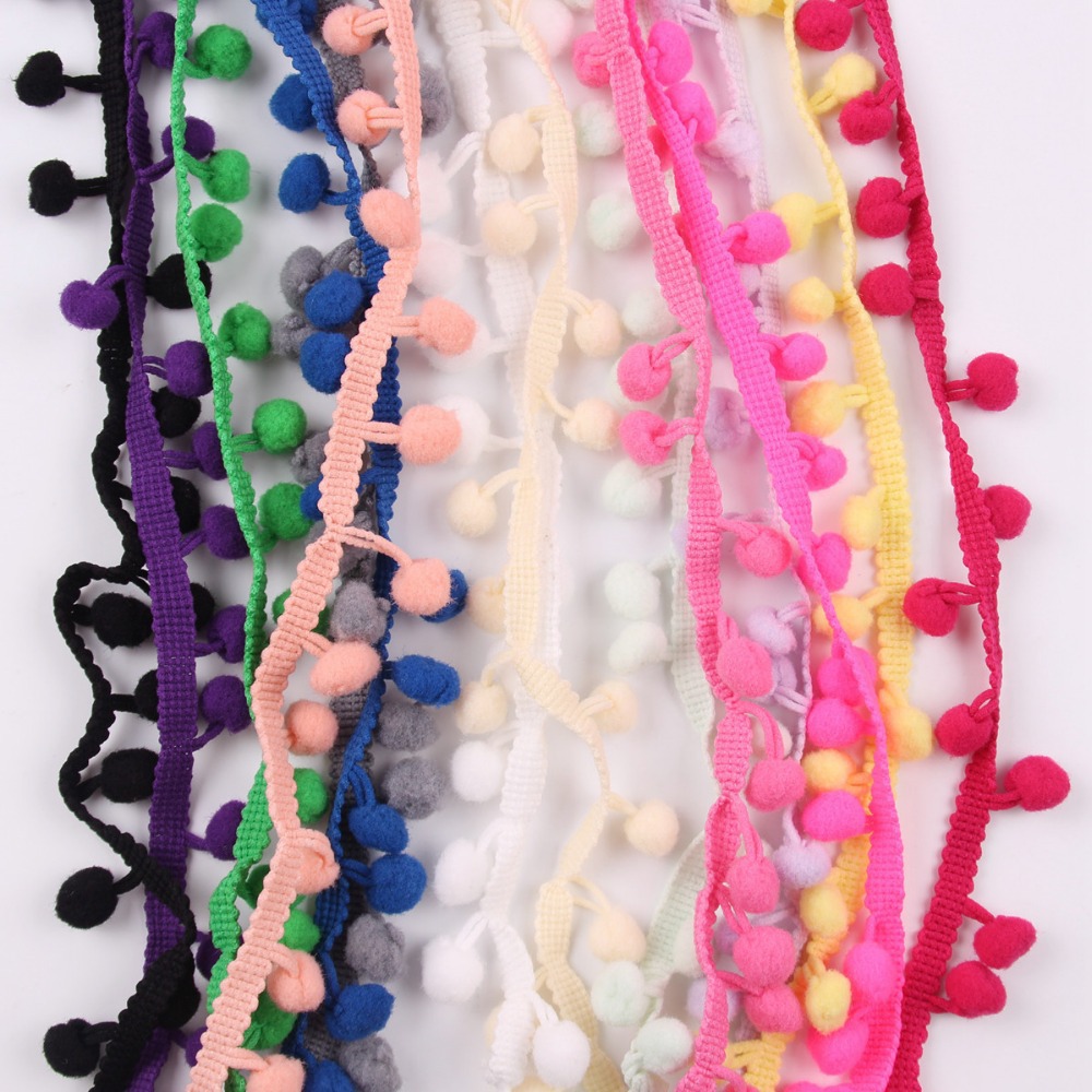 厂家批发毛球花边DIY饰品服装辅料彩色绒球花边创意窗帘小边装饰