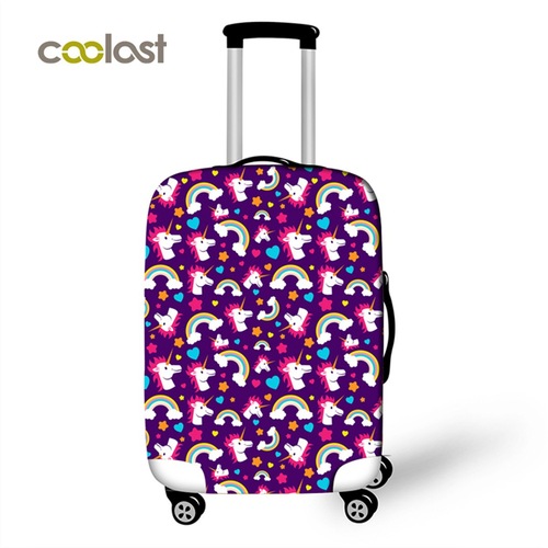Luggage Cover Digital Printing Dustproof Waterproof Elastic Pull-along Suitcase Protection Cover Thick Unicorn Travel Suitcase Cover