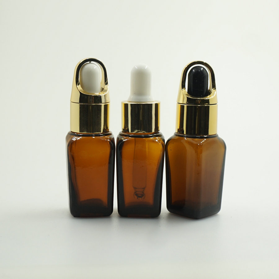 厂家直供全自动机制玻璃瓶，方形15毫升棕色精油瓶