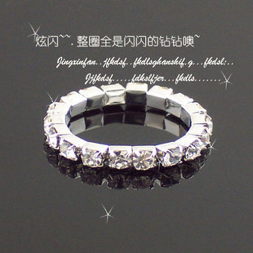 Korean Bestselling Water Diamond Elastic Finger Ring Personality and Quality Diamond-Set Ring Cross-Border Internet Celebrity Index Finger Ring Factory Wholesale